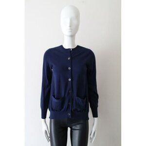 Sacai Luck Pleated Insert Cardigan Navy Size 1 (S)